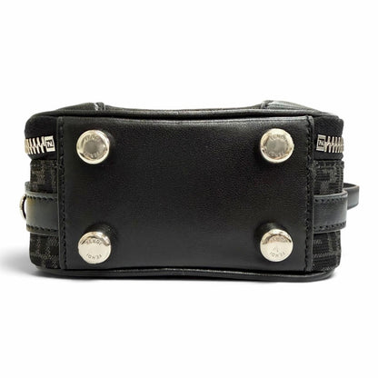 Fendi Micro FF Jacquard Leather Travel Mini Shoulder Bag Black — view 7