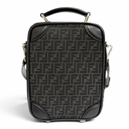 Fendi Micro FF Jacquard Leather Travel Mini Shoulder Bag Black — view 4