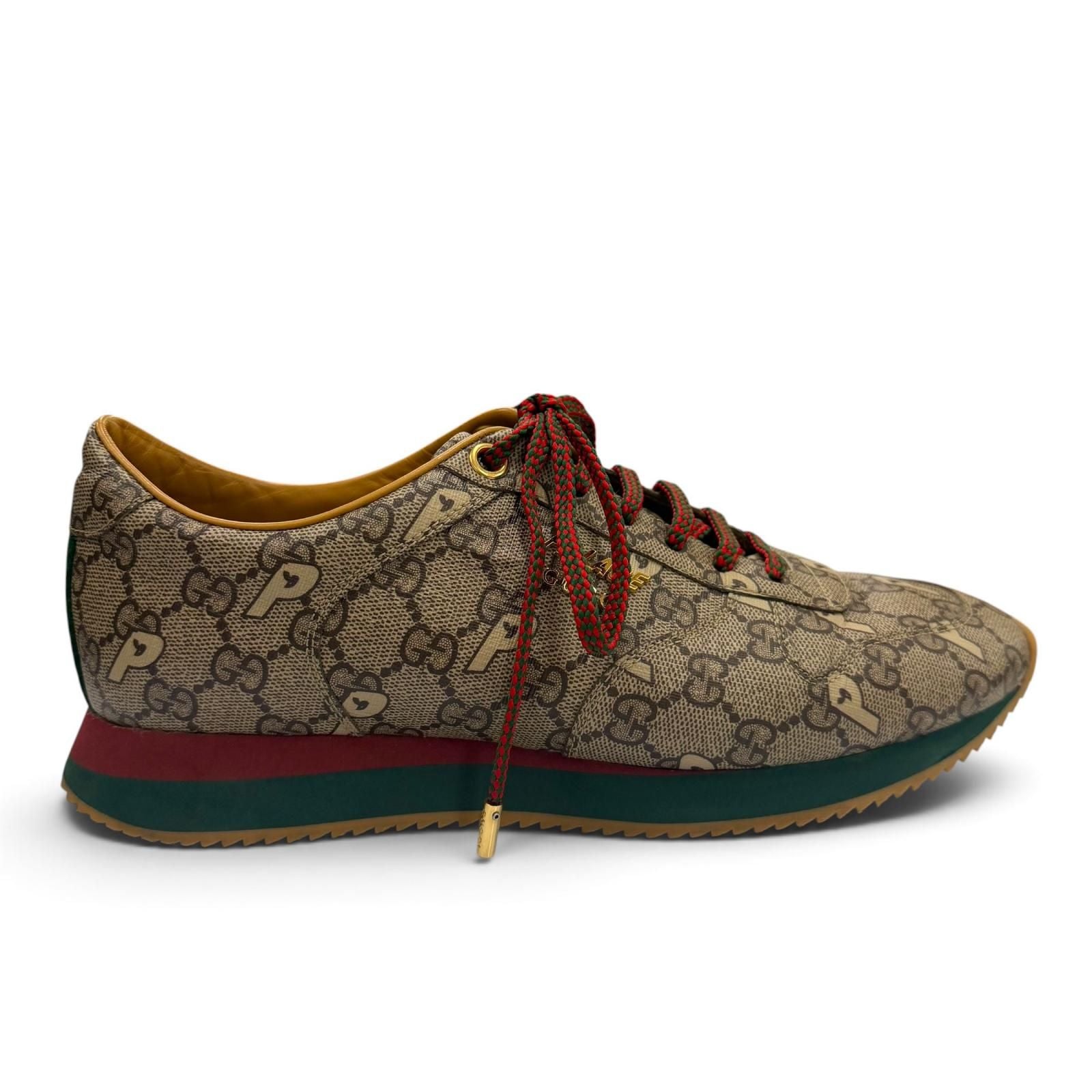Gucci Palace Web Line GG Supreme Lace-up Low-Top Sneakers Brown Gold — view 6