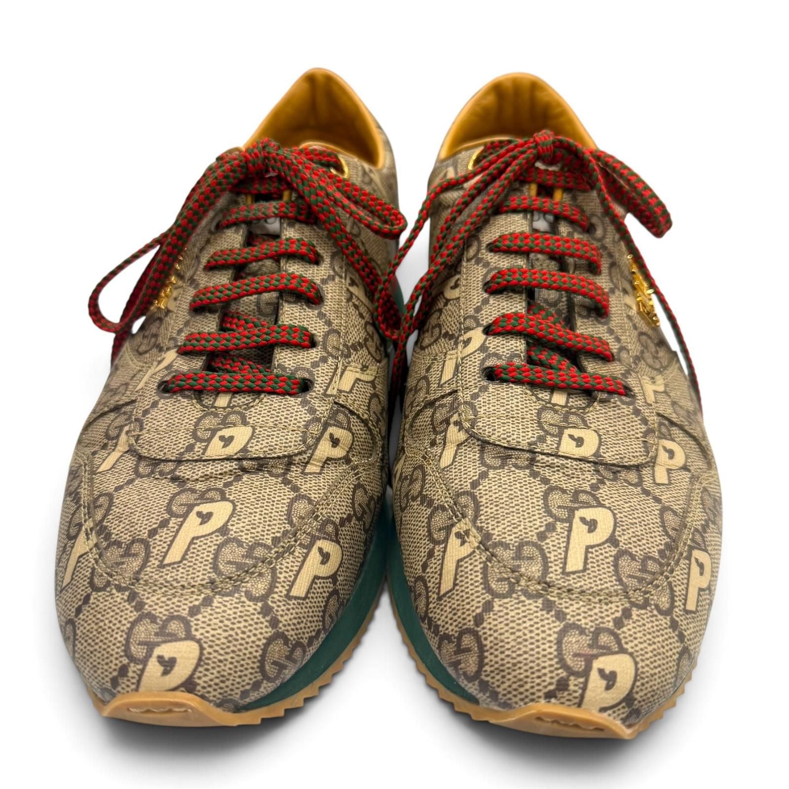 Gucci Palace Web Line GG Supreme Lace-up Low-Top Sneakers Brown Gold — view 2