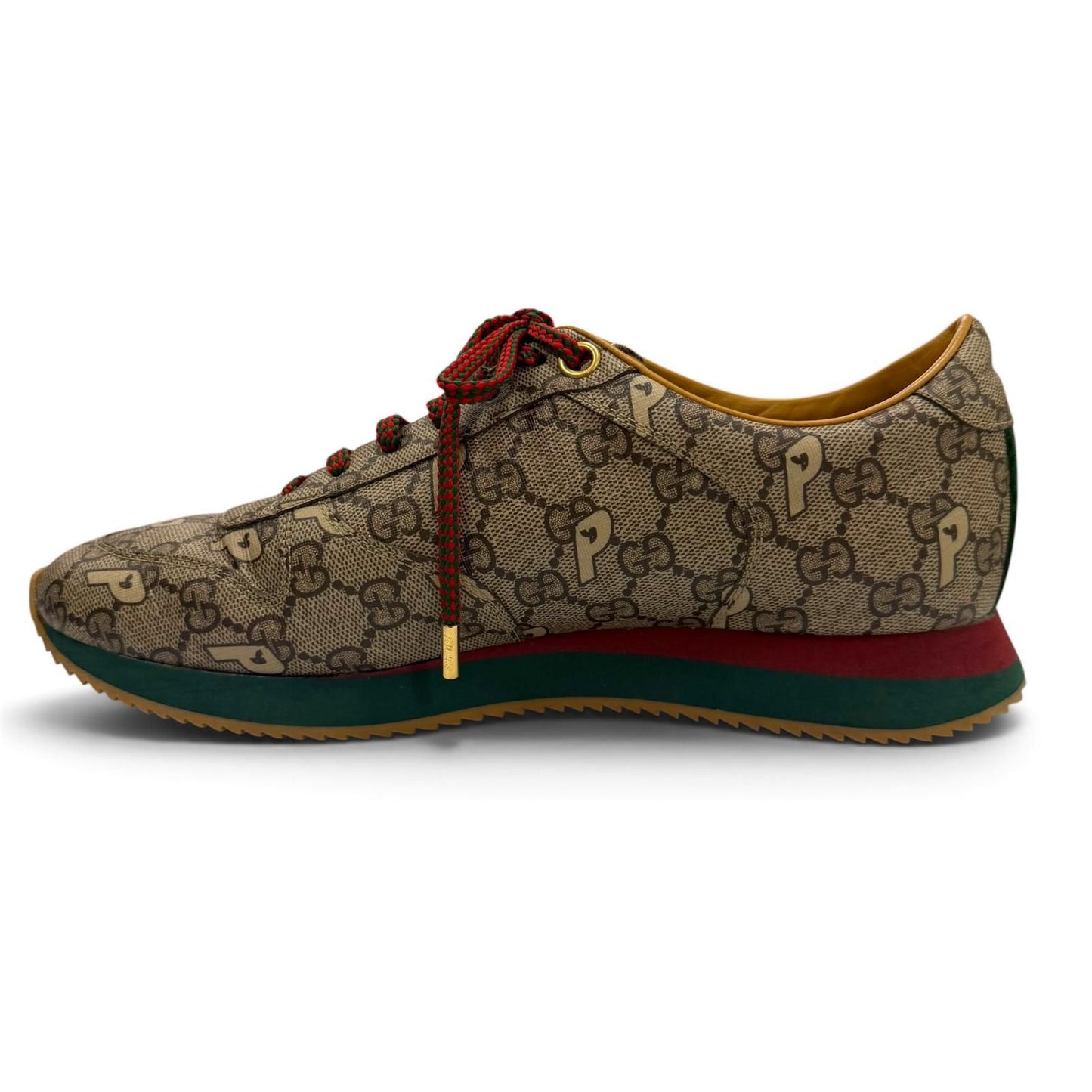 Gucci Palace Web Line GG Supreme Lace-up Low-Top Sneakers Brown Gold — view 5