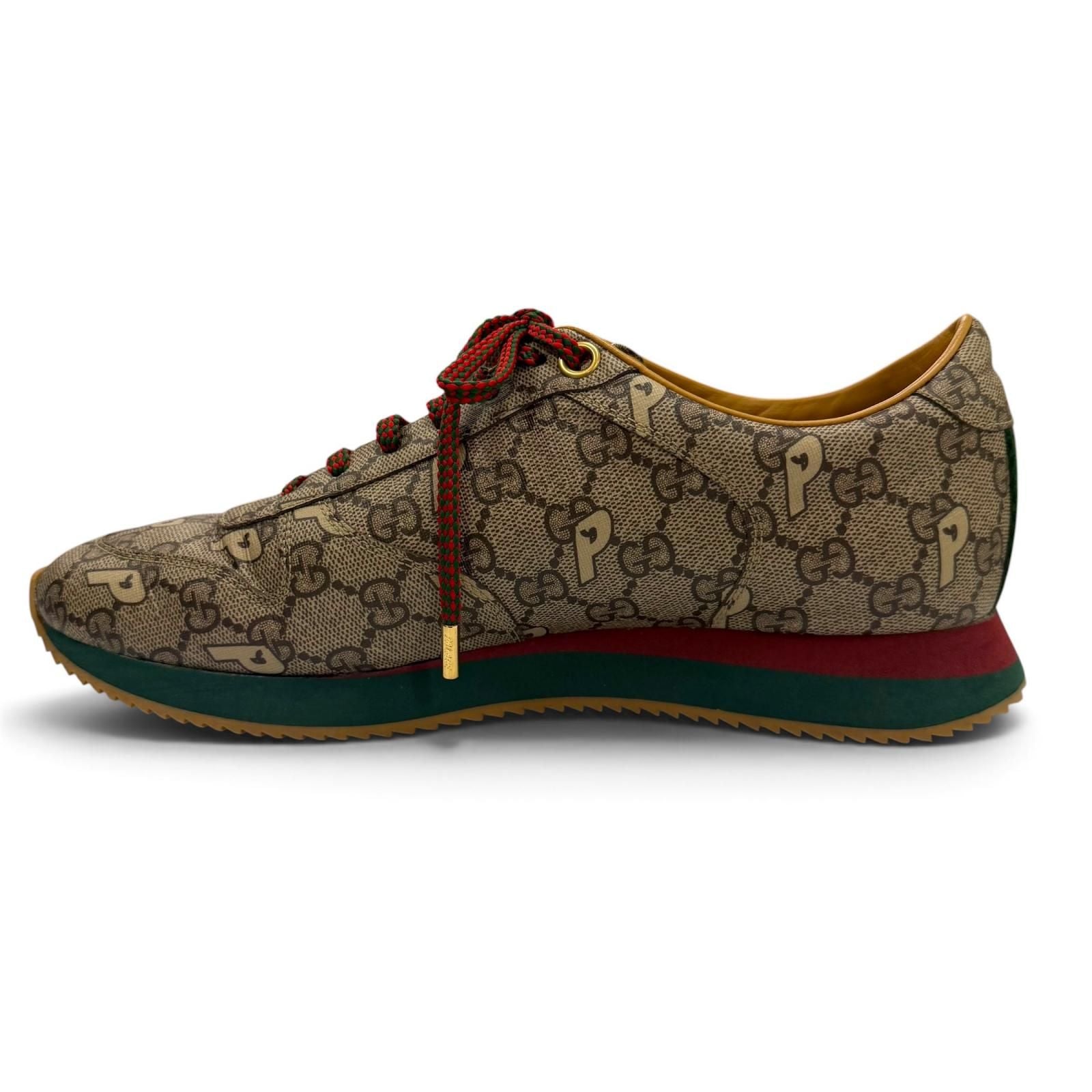 Gucci Palace Web Line GG Supreme Lace-up Low-Top Sneakers Brown Gold — view 5