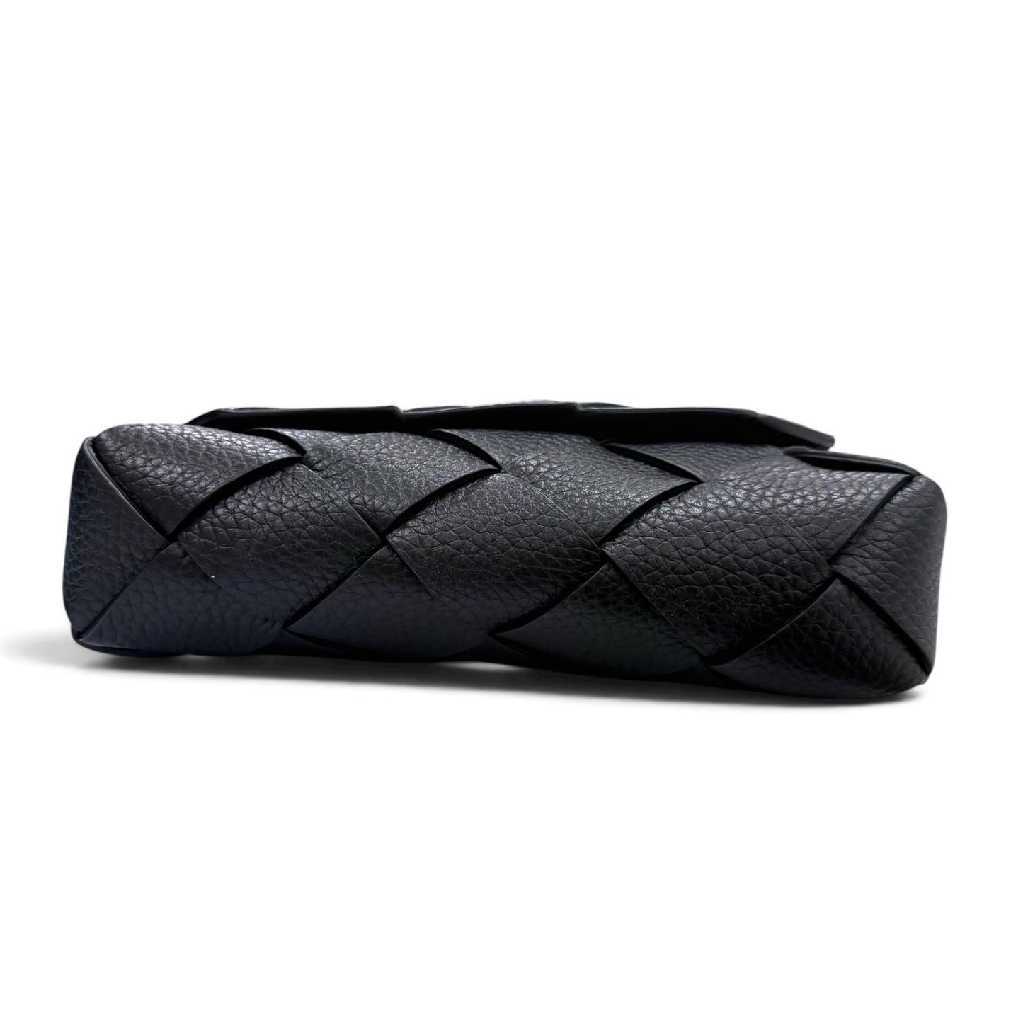 Bottega Veneta Diago Gray Leather Intrecciato Shoulder Bag Black — view 5