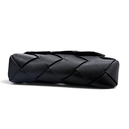 Bottega Veneta Diago Gray Leather Intrecciato Shoulder Bag Black — view 5