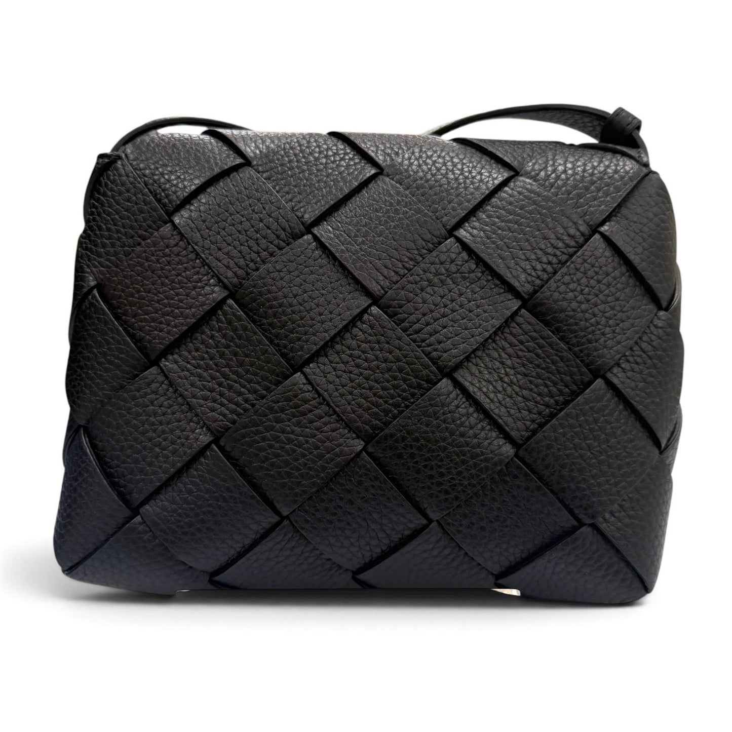 Bottega Veneta Diago Gray Leather Intrecciato Shoulder Bag Black — view 3