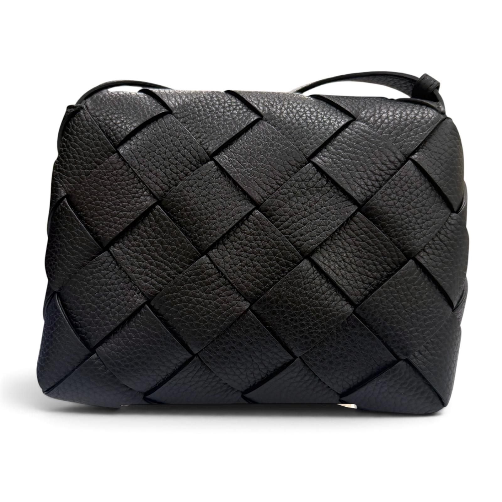 Bottega Veneta Diago Gray Leather Intrecciato Shoulder Bag Black — view 3