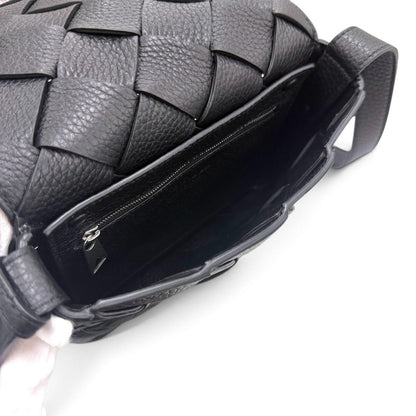 Bottega Veneta Diago Gray Leather Intrecciato Shoulder Bag Black — view 6