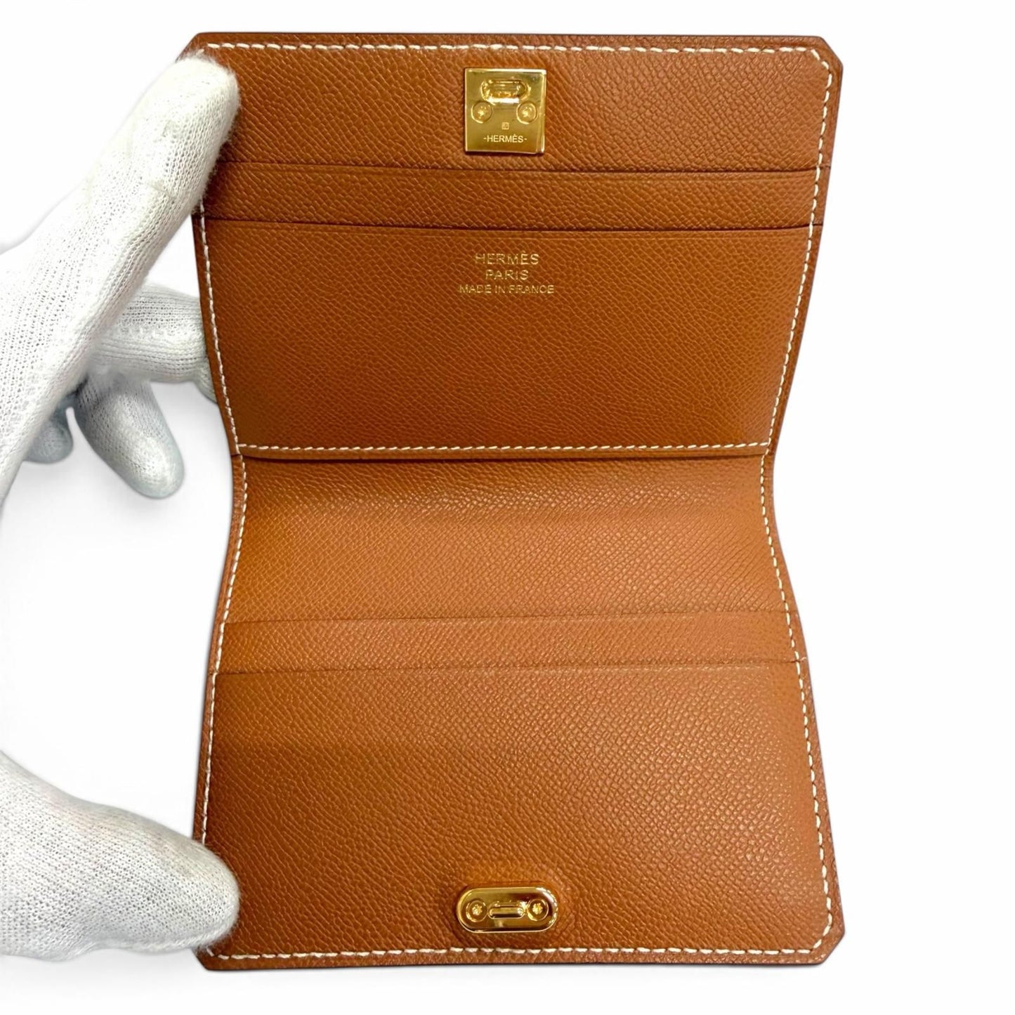 Hermes Medor Card Case Veau Madame Gold Bifold Business — view 5