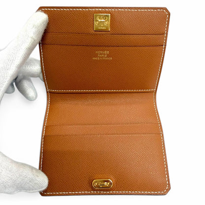 Hermes Medor Card Case Veau Madame Gold Bifold Business — view 5
