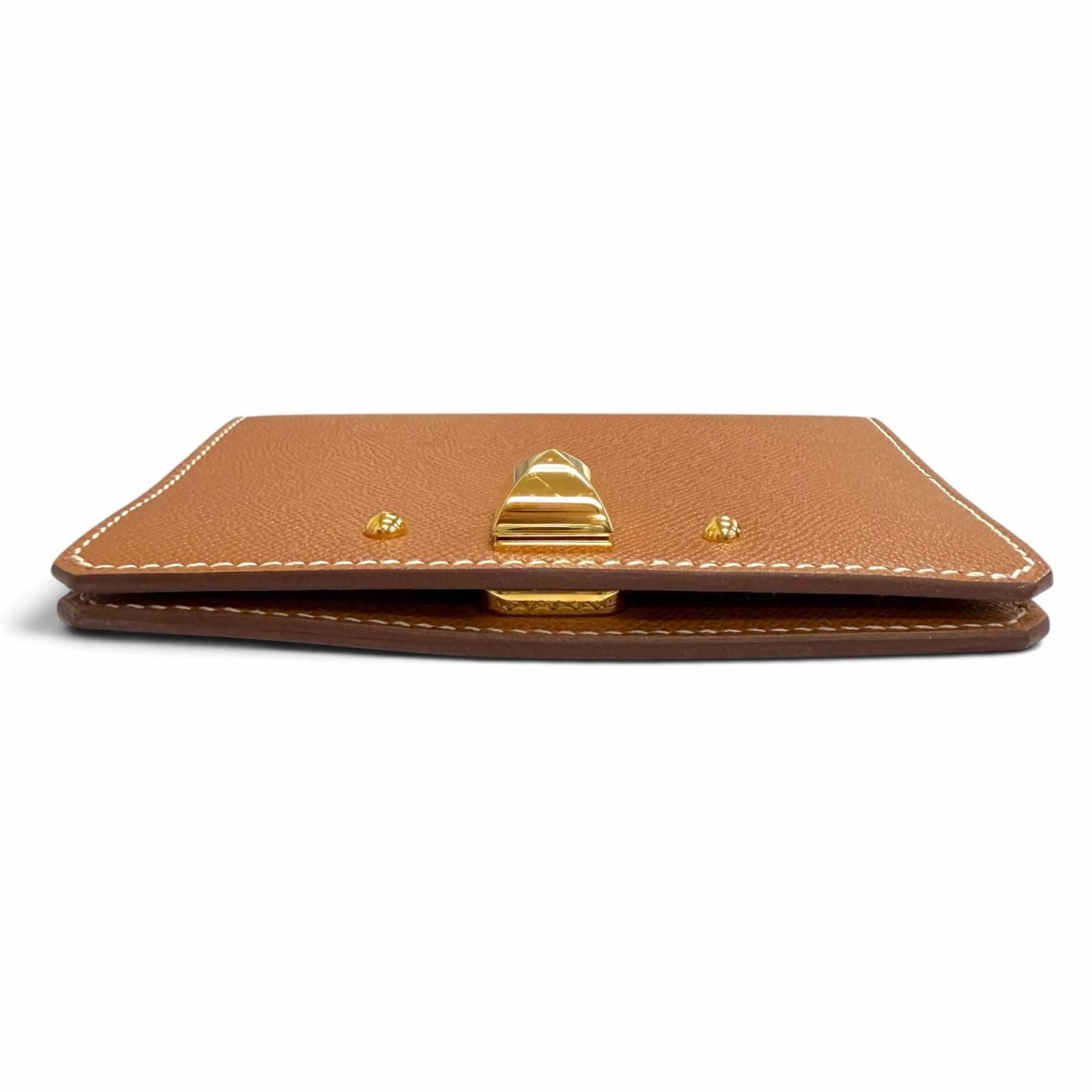 Hermes Medor Card Case Veau Madame Gold Bifold Business — view 3