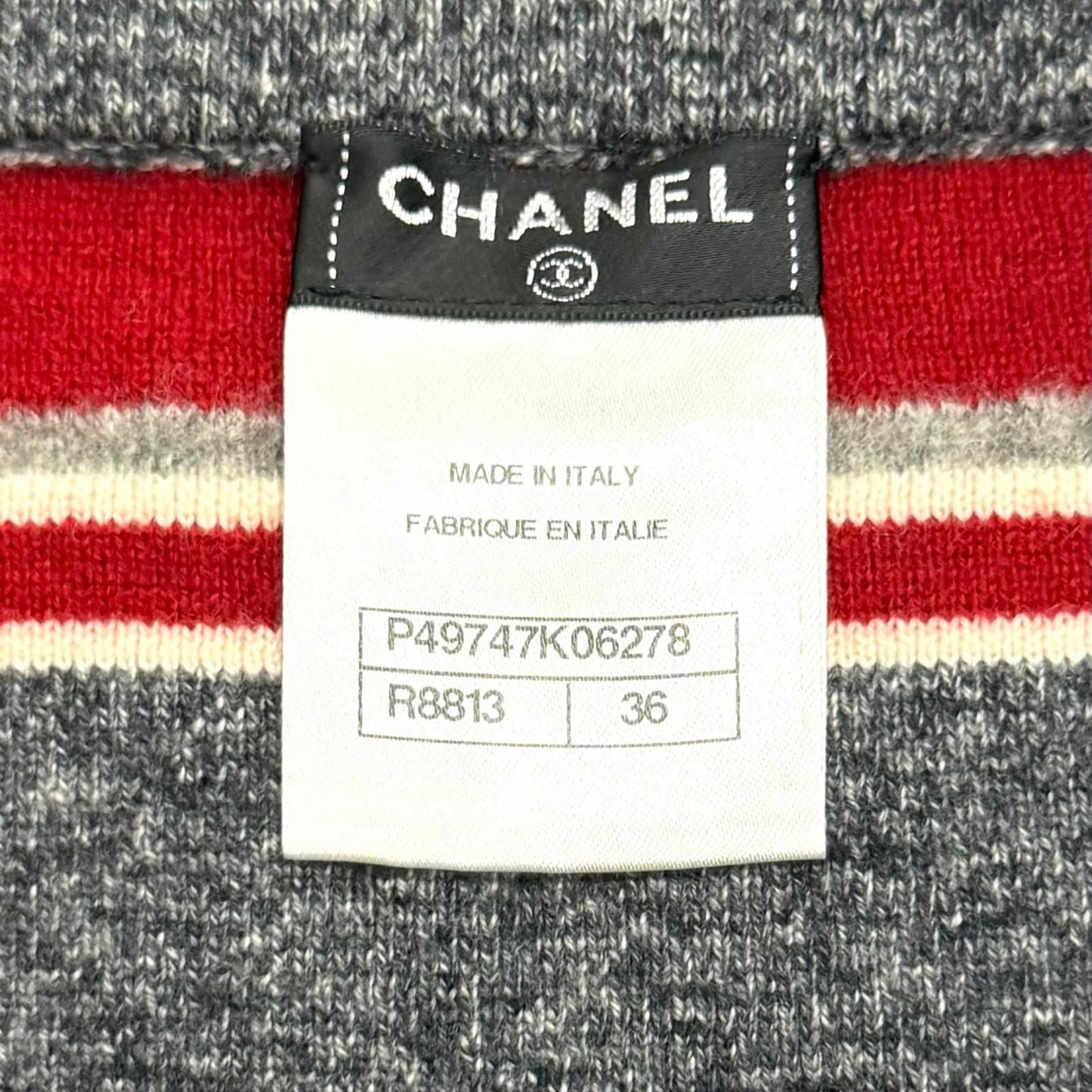 Chanel Cashmere 100% CC Logo Button Border Knit Pencil Skirt Multi 36 — view 7