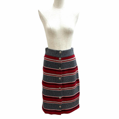 Chanel Cashmere 100% CC Logo Button Border Knit Pencil Skirt Multi 36 — view 2