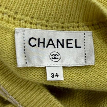 Chanel Cashmere 100% Oversized CC Logo Sequin Long Sleeve Tunic Yellow Purple 34 — view 6