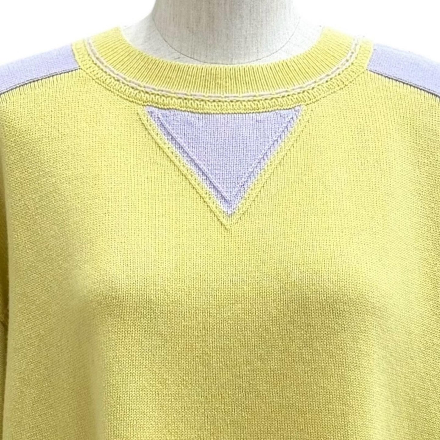 Chanel Cashmere 100% Oversized CC Logo Sequin Long Sleeve Tunic Yellow Purple 34 — view 2