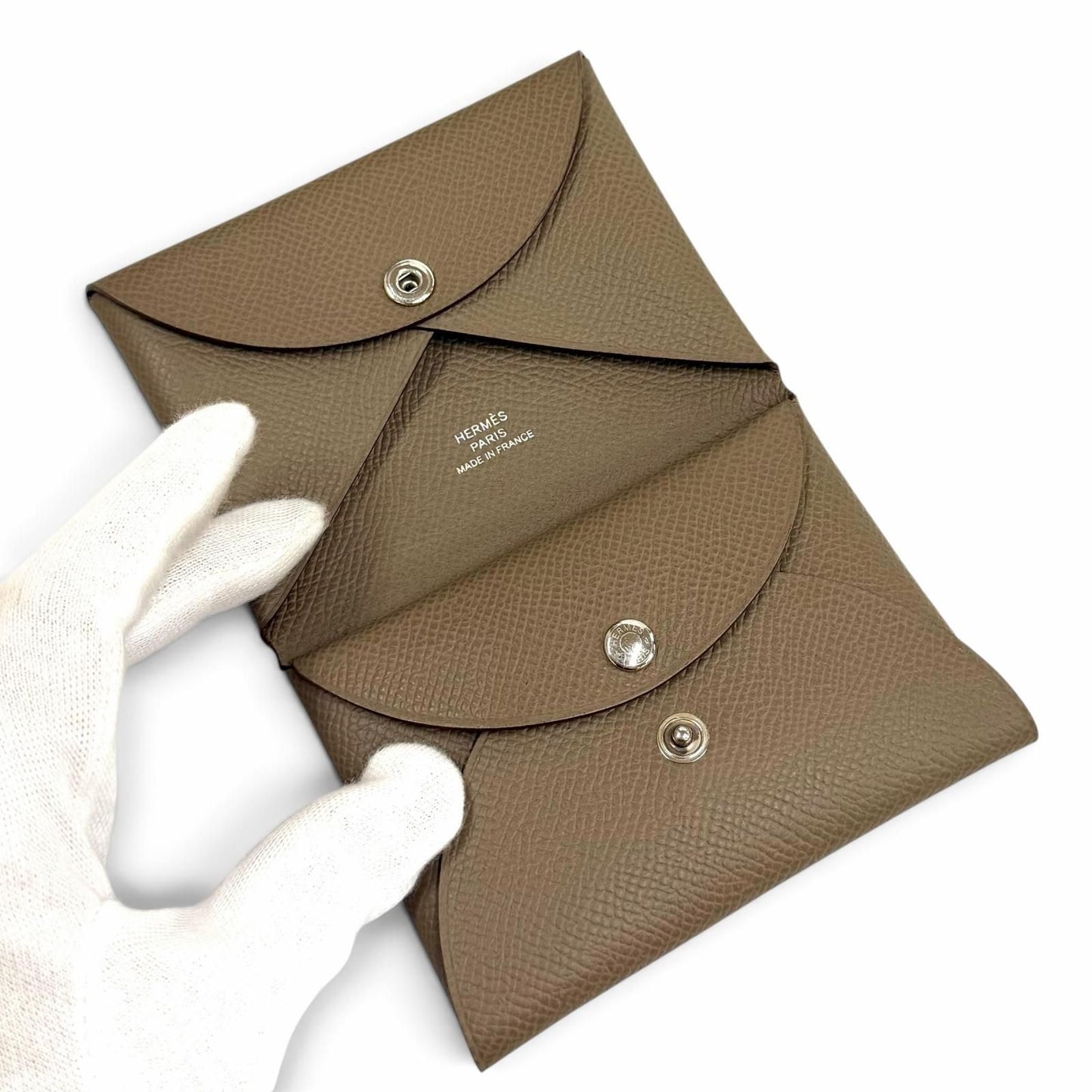 Hermes Calvi Duo Etoupe Veau Epsom Sellier Compact Wallet Bifold — view 6