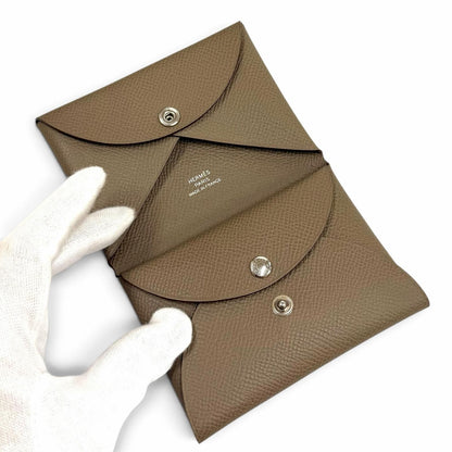 Hermes Calvi Duo Etoupe Veau Epsom Sellier Compact Wallet Bifold — view 6