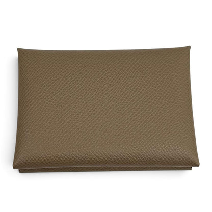 Hermes Calvi Duo Etoupe Veau Epsom Sellier Compact Wallet Bifold — view 3