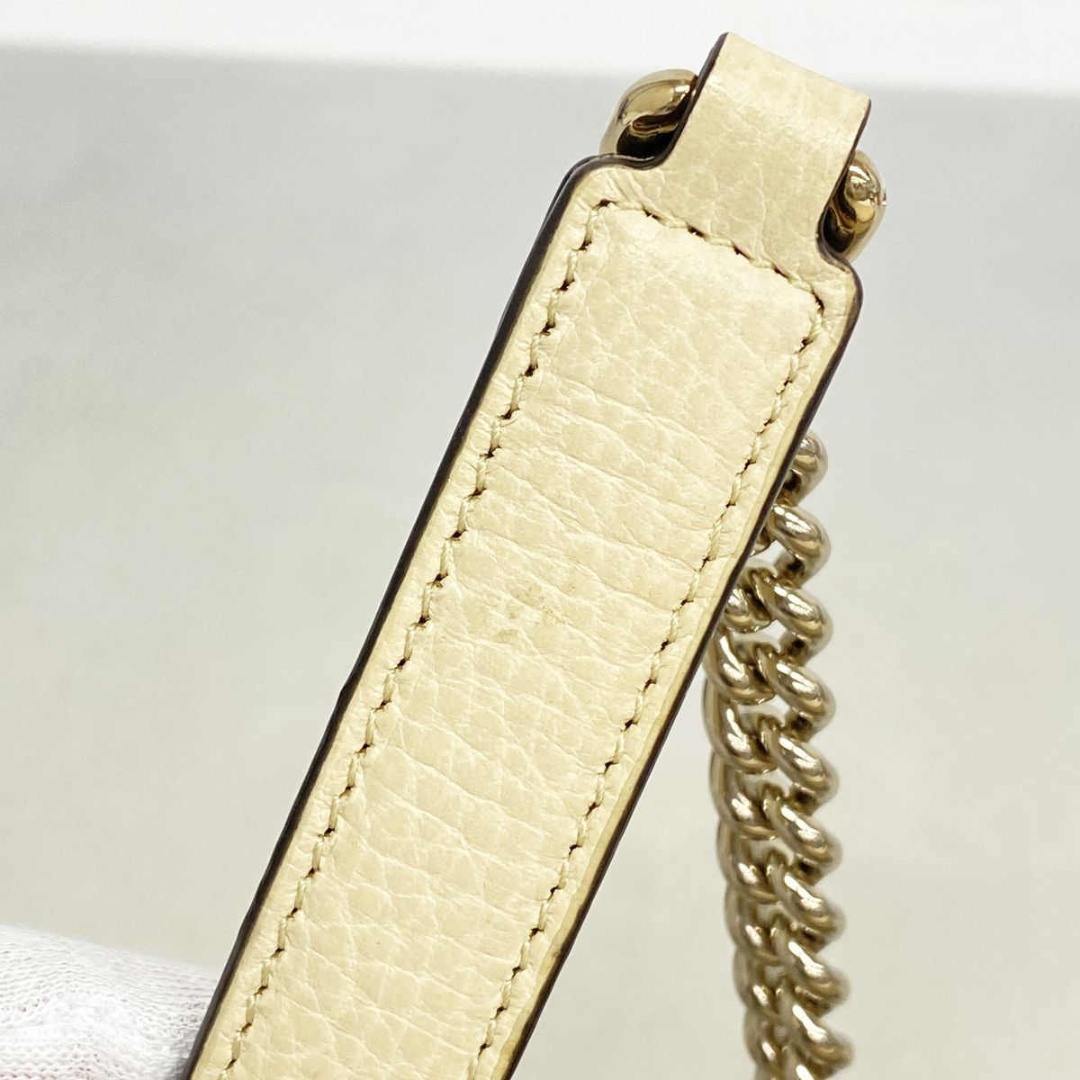 Gucci Shoulder Bag Interlocking G Leather Ivory Champagne Gold — view 8