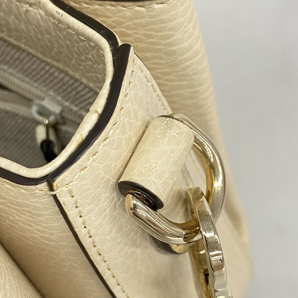 Gucci Shoulder Bag Interlocking G Leather Ivory Champagne Gold — view 7