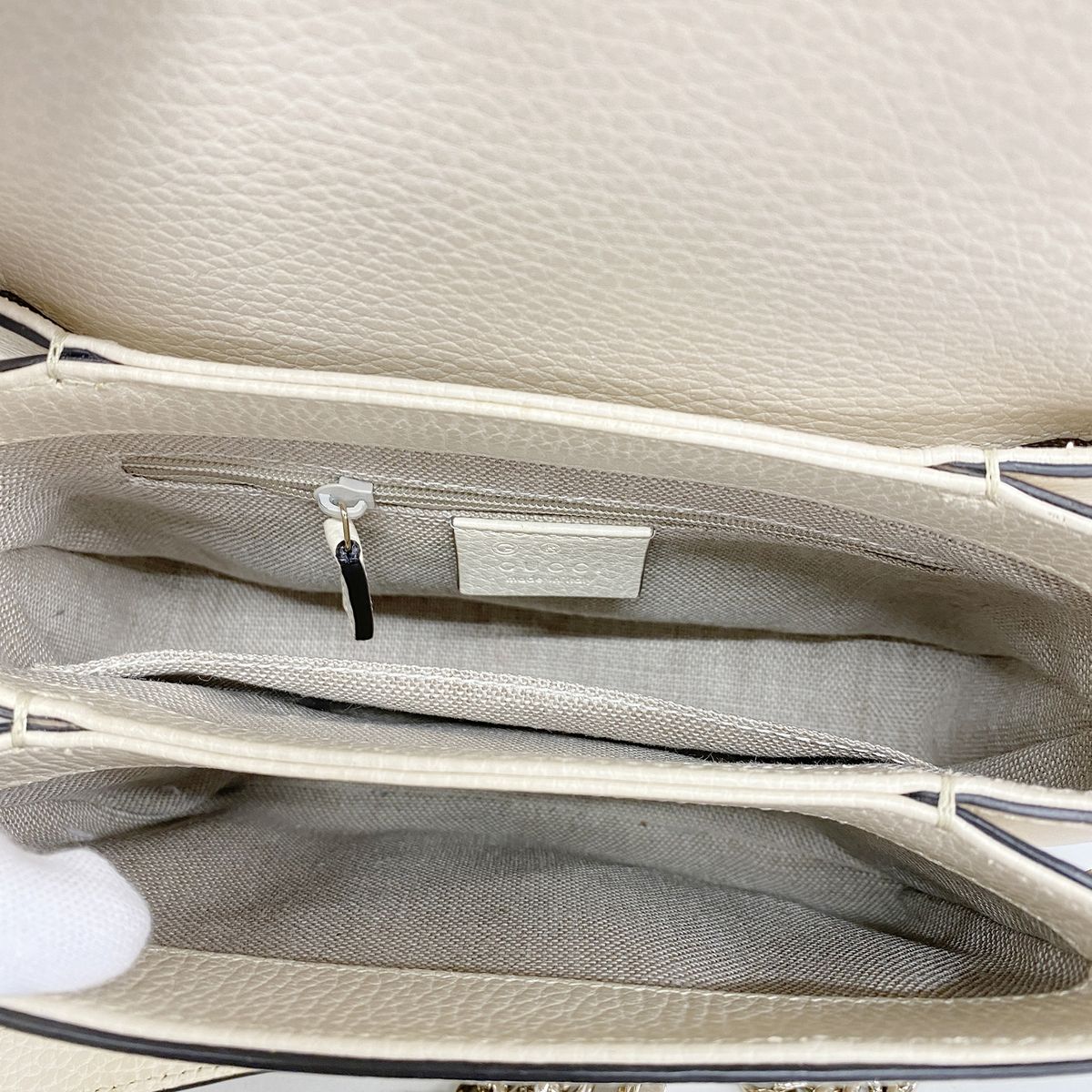 Gucci Shoulder Bag Interlocking G Leather Ivory Champagne Gold — view 4