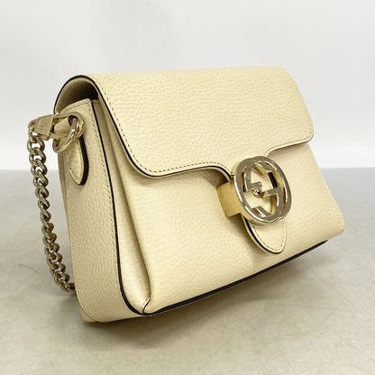 Gucci Shoulder Bag Interlocking G Leather Ivory Champagne Gold — view 2