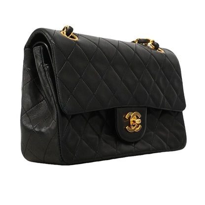 Chanel Shoulder Bag Quilted Lambskin Black Gold — view 2