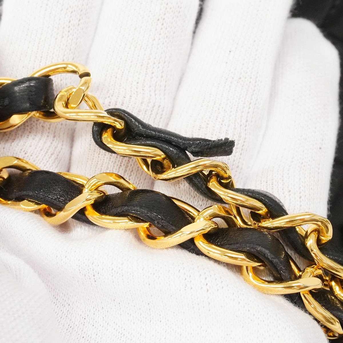 Chanel Shoulder Bag Quilted Lambskin Black Gold — view 7