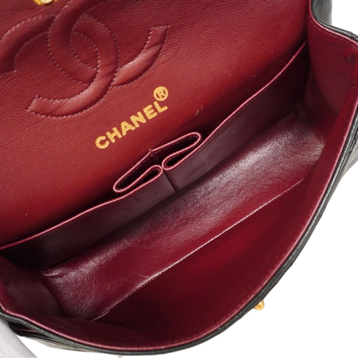 Chanel Shoulder Bag Quilted Lambskin Black Gold — view 4