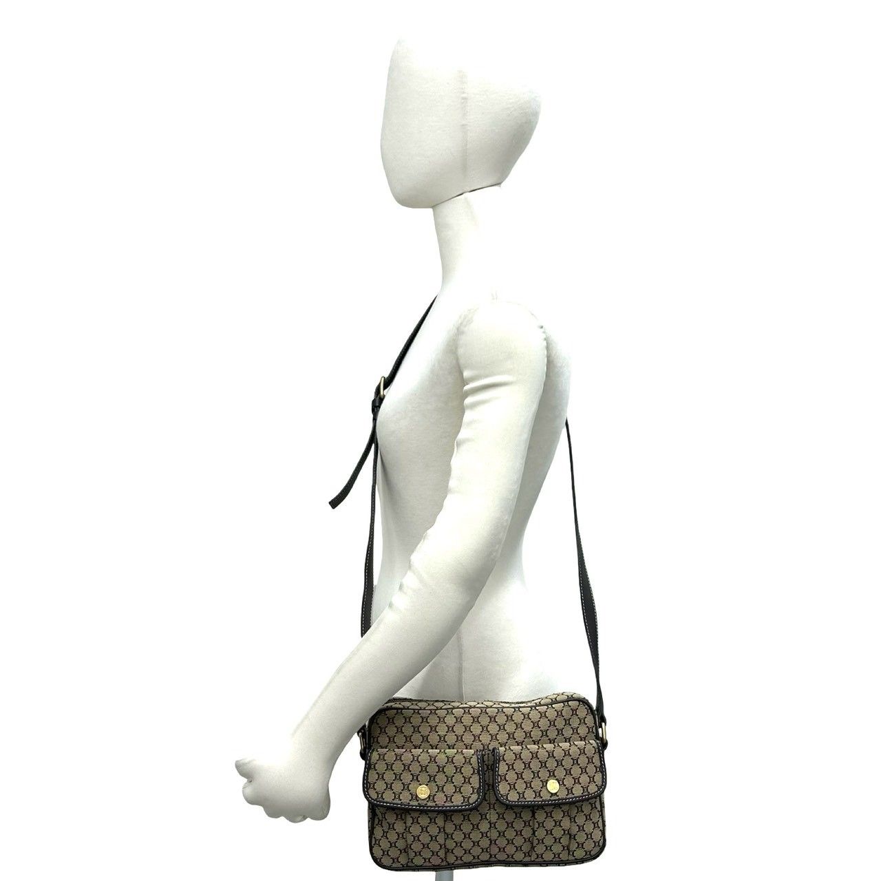Celine Macadam Blason Pattern Canvas Leather Shoulder Bag Pochette Crossbody — view 2