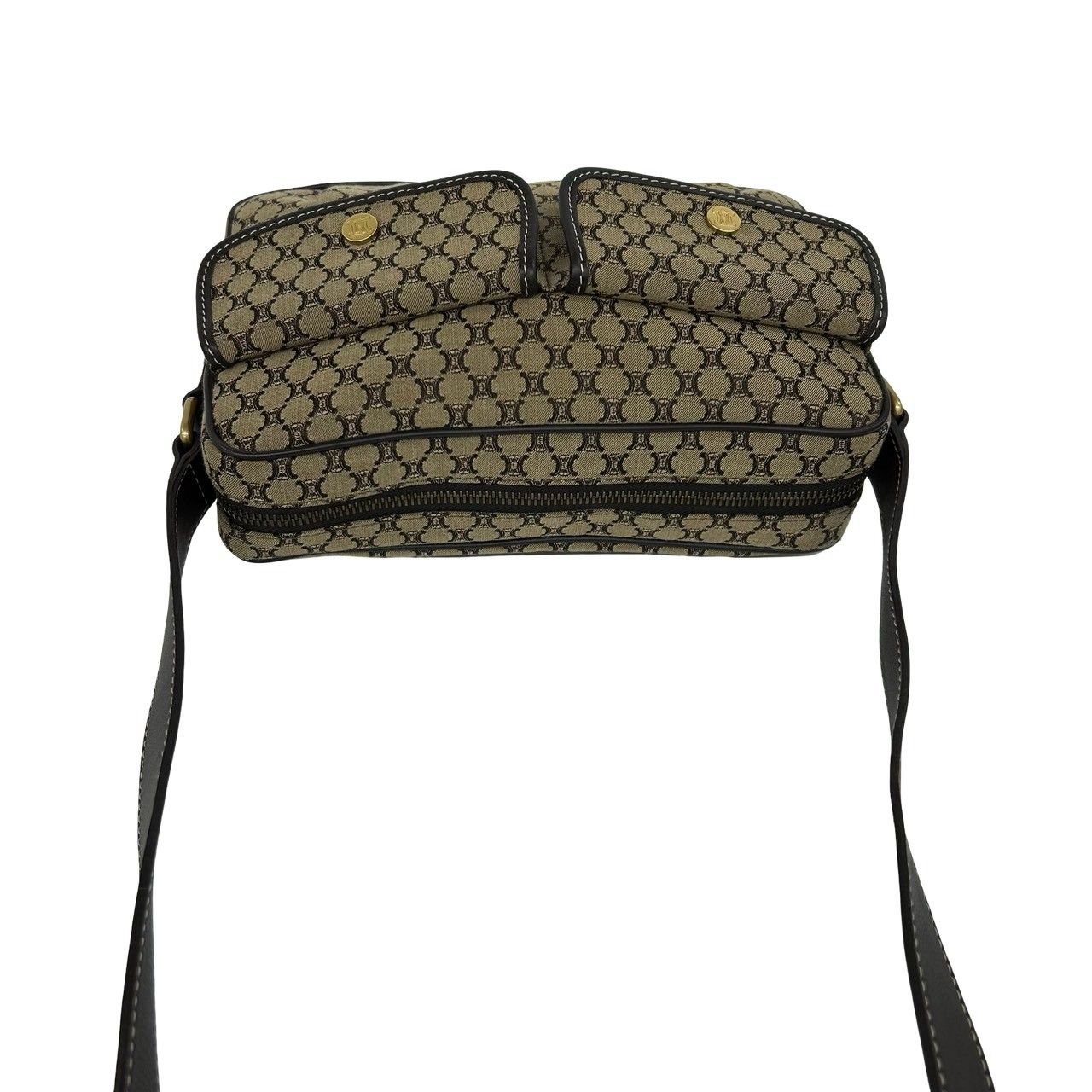 Celine Macadam Blason Pattern Canvas Leather Shoulder Bag Pochette Crossbody — view 4