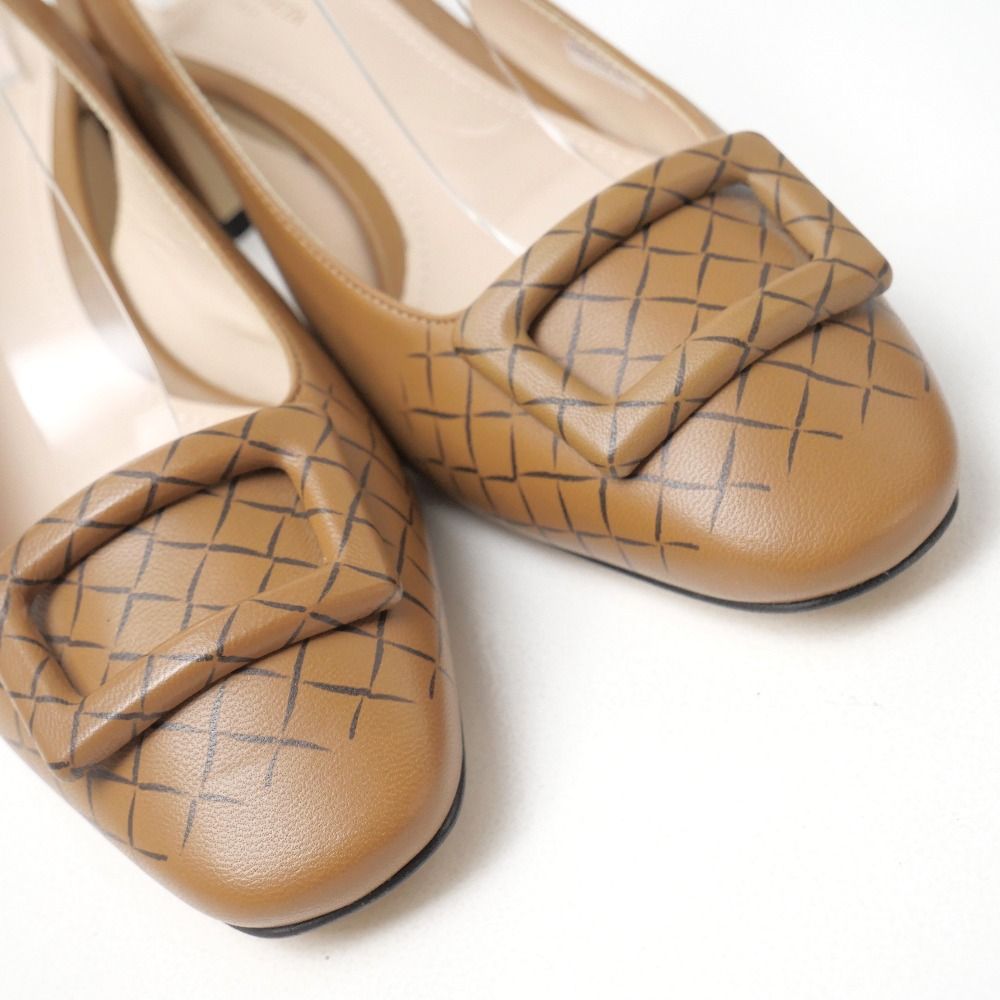 Bottega Veneta Pumps Slingback Chunky Heel Intrecciato Motif Buckle RB — view 4