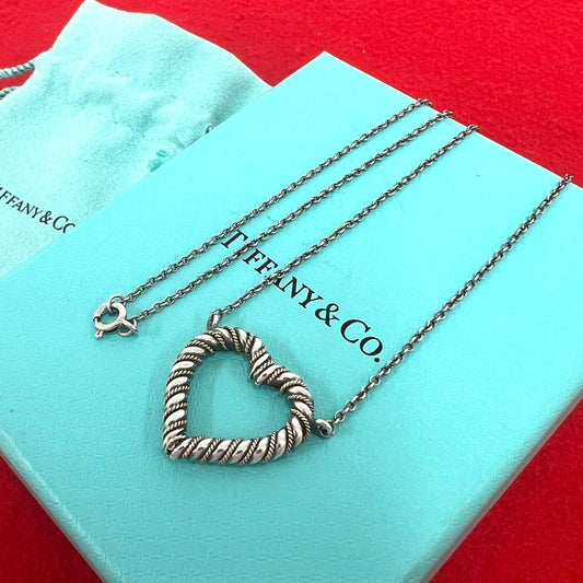 Tiffany & Co Twist Heart Necklace Silver Yellow Gold