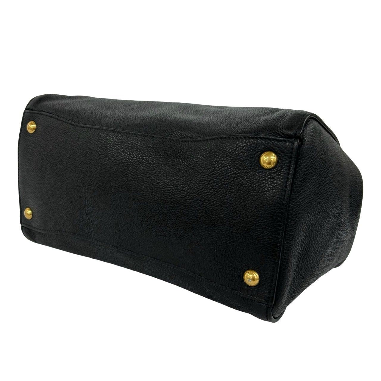 Prada Triangle Logo Leather 2-Way Shoulder Bag Tote Black — view 8