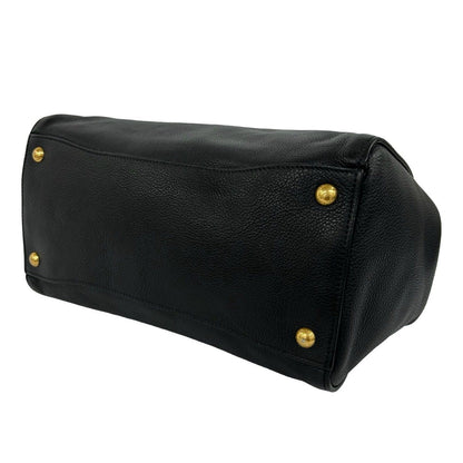 Prada Triangle Logo Leather 2-Way Shoulder Bag Tote Black — view 8