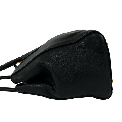Prada Triangle Logo Leather 2-Way Shoulder Bag Tote Black — view 5