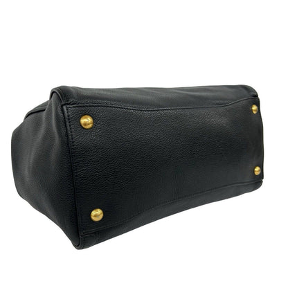 Prada Triangle Logo Leather 2-Way Shoulder Bag Tote Black — view 7