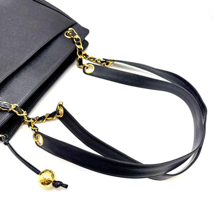 Chanel Triple Coco Chain Shoulder Tote Bag Black Caviar — view 8
