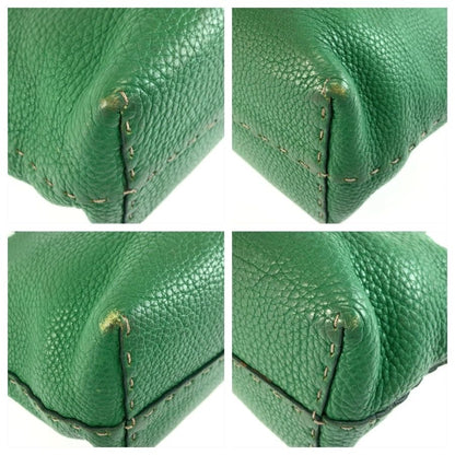 Fendi Selleria Green Silver Leather Tote Bag — view 4