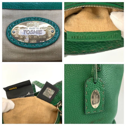 Fendi Selleria Green Silver Leather Tote Bag — view 3