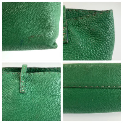 Fendi Selleria Green Silver Leather Tote Bag — view 5