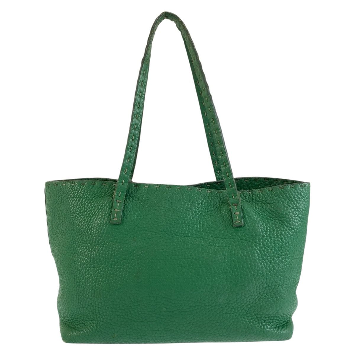 Fendi Selleria Green Silver Leather Tote Bag — view 2