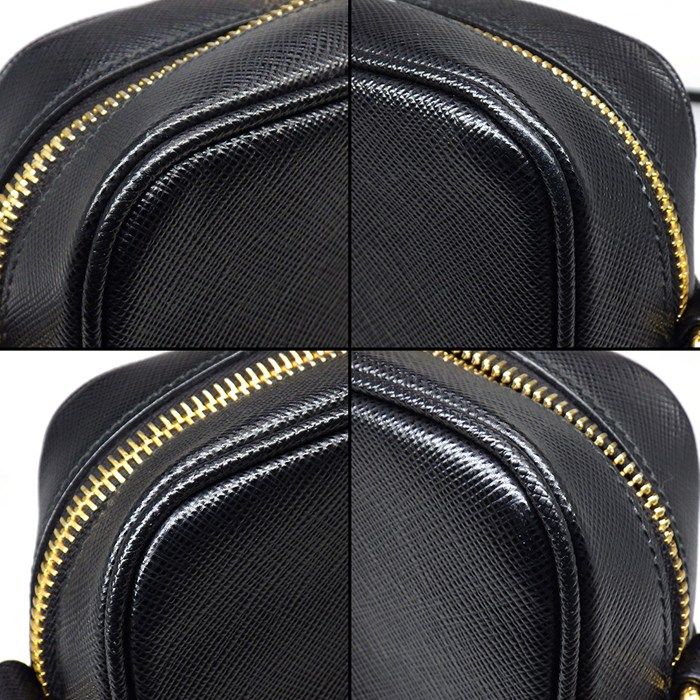 Prada Shoulder Bag Chain Black Saffiano Leather Gold — view 8