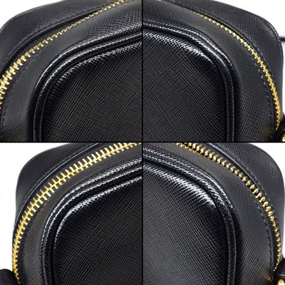 Prada Shoulder Bag Chain Black Saffiano Leather Gold — view 8