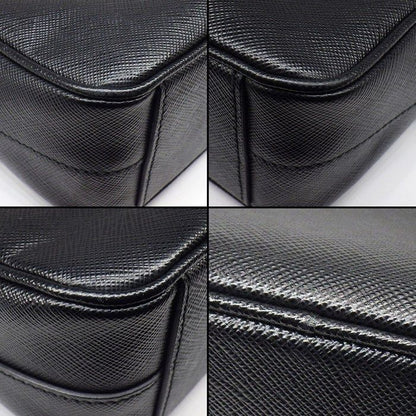 Prada Shoulder Bag Chain Black Saffiano Leather Gold — view 7