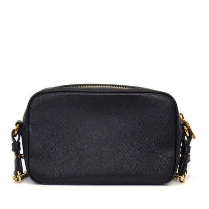 Prada Shoulder Bag Chain Black Saffiano Leather Gold — view 2