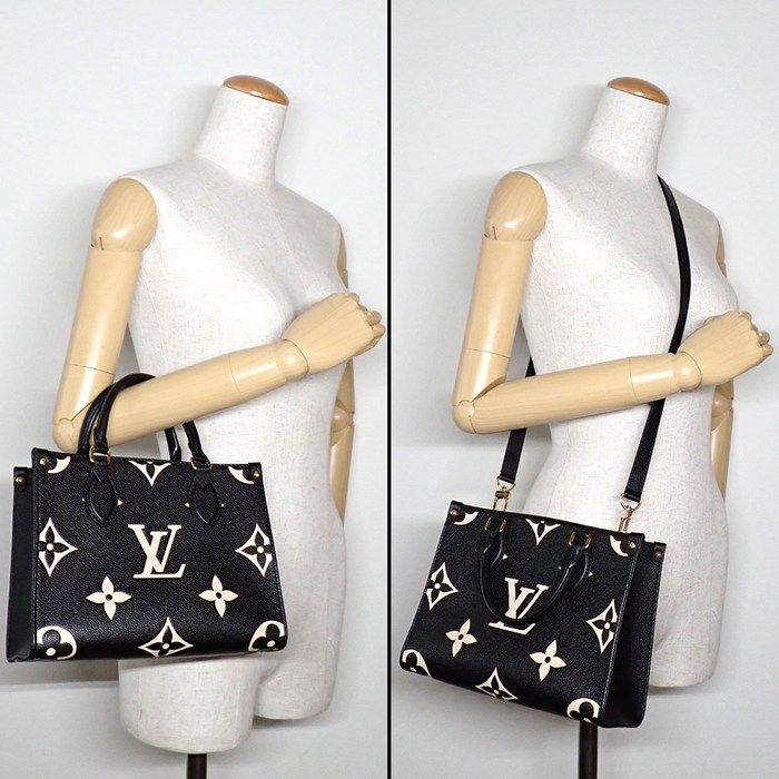 Louis Vuitton Shoulder Bag On The Go PM Black Bicolor Monogram Empreinte Gold — view 8