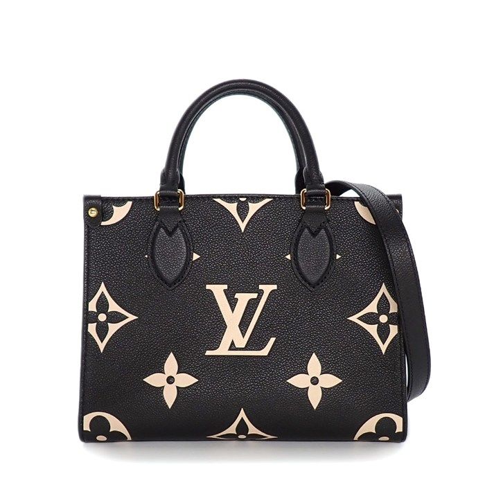 Louis Vuitton Shoulder Bag On The Go PM Black Bicolor Monogram Empreinte Gold