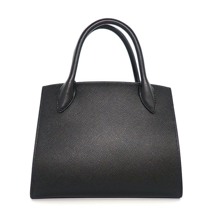 Prada Shoulder Bag Monochrome Small Nero Saffiano Cuir Leather Gold — view 2