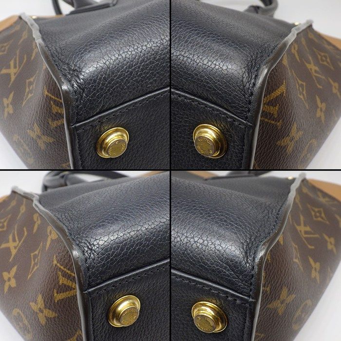 Louis Vuitton Tote Bag on My Side MM Monogram Canvas Black Grain Calfskin — view 8