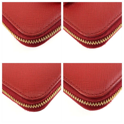Prada Saffiano Ribbon Red Gold Leather Wallet — view 7